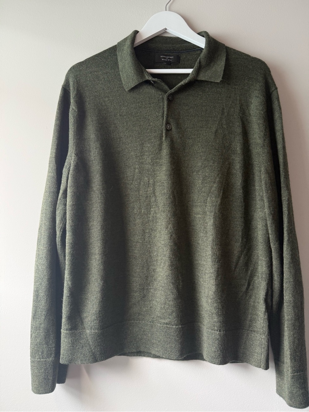 Banana Republic Men’s Merino Wool Polo Sweater Green Size Large